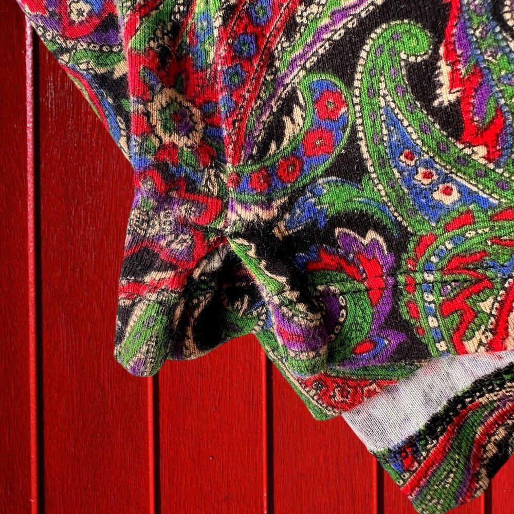 VTG Lauren Ralph Lauren Long Sleeve Top XL Pullover Paisley Preppy Cotto… - Picture 10 of 12